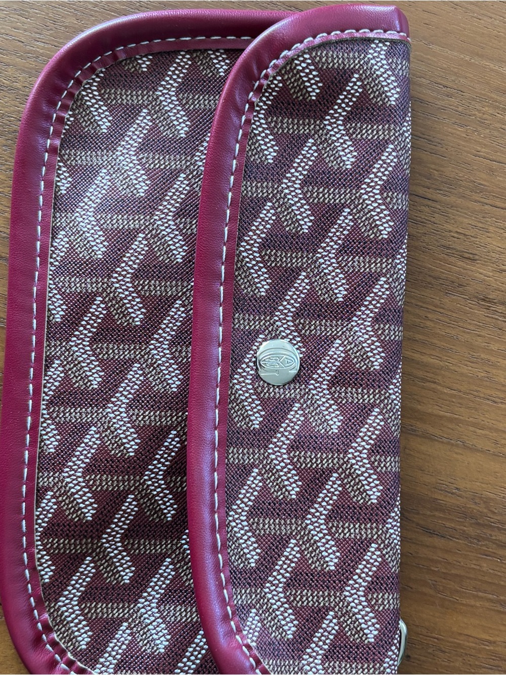 Goyard Burgundy and Brown Patterned Chain Wallet